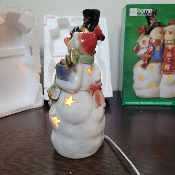 Lighted Snowman Accent Light Decor Couple JC Penny Home Collection Porcelain - Picture 8 of 14